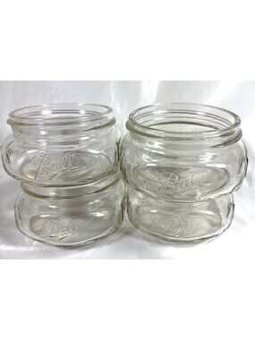 Ball Mason Glass Jars 125 250ml Clear Squatty Wide Mouth No Lids Lot of 4